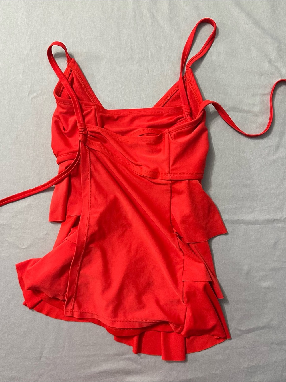 Catalina Tankini Swimsuit Set Large 12 14 Orange Tiered Ruffle Top Skirtini Swim - Picture 10 of 14
